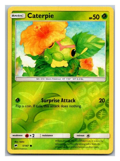 Caterpie 1/147 Burning Shadows (Reverse Holo) (Exc Condition)