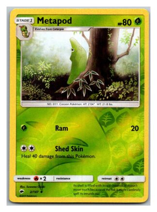Metapod 2/147 Burning Shadows (Reverse Holo) (Exc Condition)