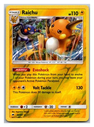 Raichu 41/147 Burning Shadows (Reverse Holo) (Exc Condition)