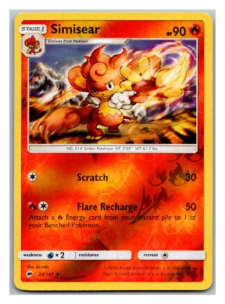 Simisear 23/147 Burning Shadows (Reverse Holo) (Exc Condition)