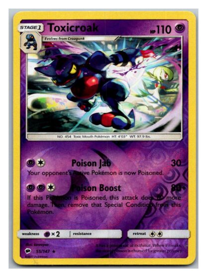 Toxicroak 55/147 Burning Shadows (Reverse Holo) (Exc Condition)