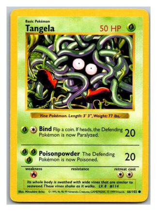 Tangela 66/102 Base Set (Common) (Shadowless Lightly Played Condition)