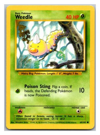 Weedle 69/102 Base Set (Common) (Unlimited Played Condition)