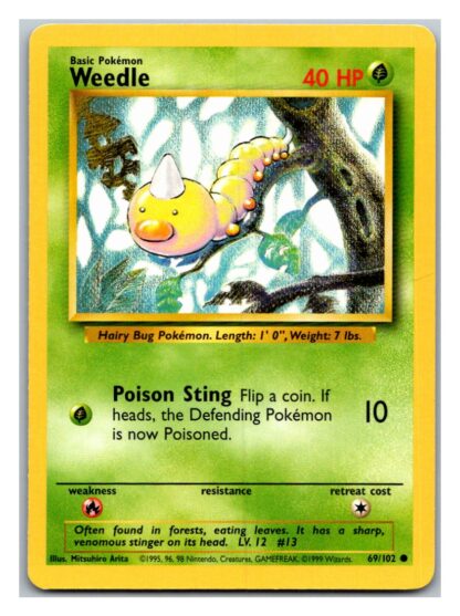 Weedle 69/102 Base Set (Common) (Unlimited Played Condition)