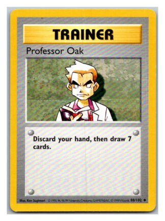 Professor Oak 88/102 Base Set (Uncommon) (Shadowless Lightly Played Condition)