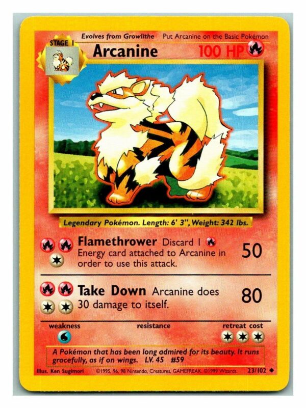 Arcanine 23/102 Base Set (Uncommon) (Unlimited Played Condition)
