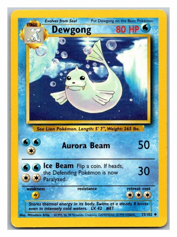 Dewgong 25/102 Base Set (Uncommon) (Unlimited Played Condition)