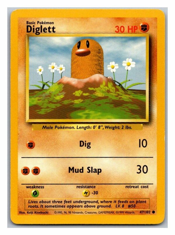 Diglett 47/102 Base Set (Common) (Unlimited Played Condition)