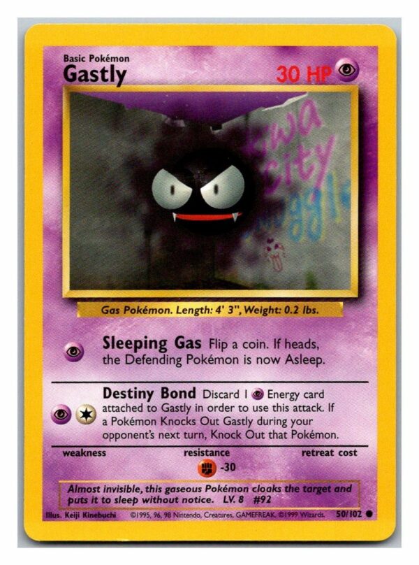 Gastly 50/102 Base Set (Common) (Unlimited Lightly Played Condition)