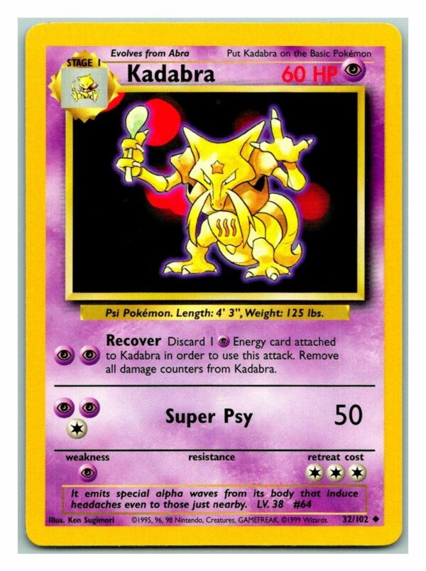 Kadabra 32/102 Base Set (Uncommon) (Unlimited Played Condition)