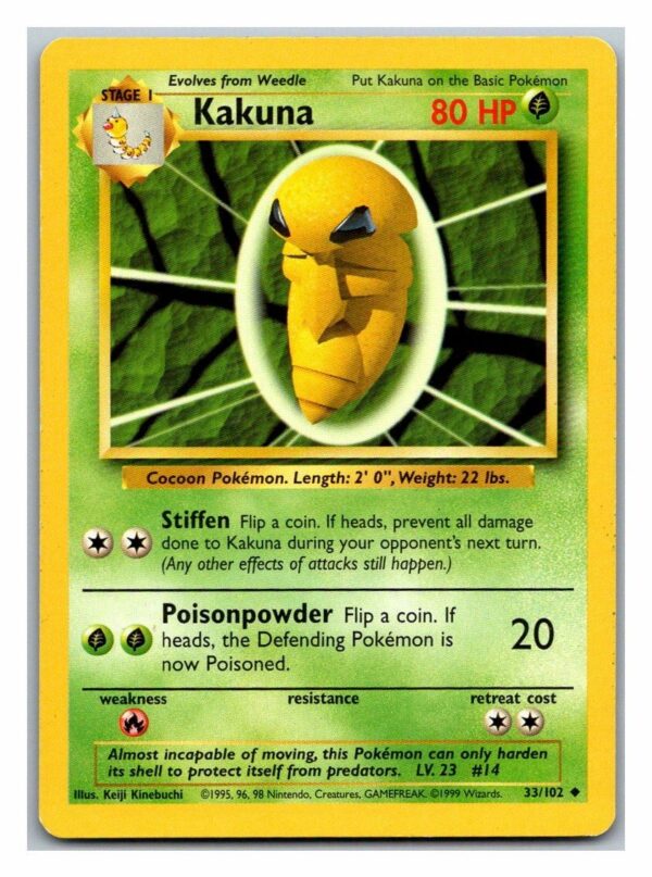 Kakuna 33/102 Base Set (Uncommon) (Unlimited Played Condition)