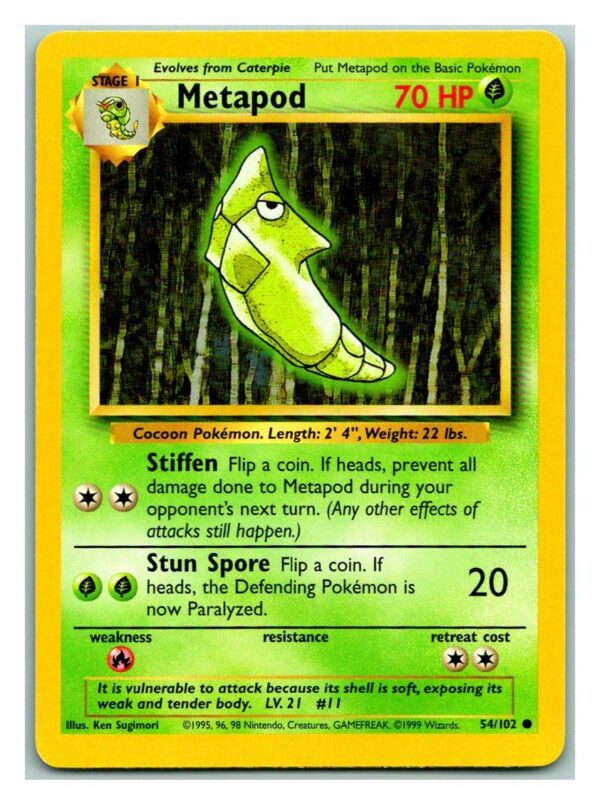 Metapod 54/102 Base Set (Common) (Unlimited Played Condition)