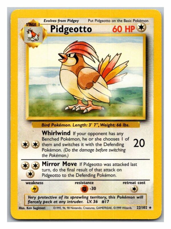 Pidgeotto 22/102 Base Set (Rare) (Unlimited Played Condition)