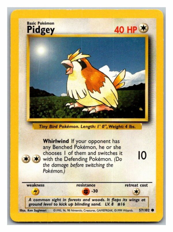 Pidgey 57/102 Base Set (Common) (Unlimited Played Condition)