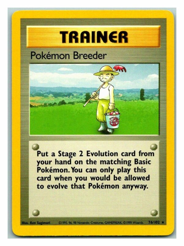 Pokemon Breeder 76/102 Base Set (Rare) (Unlimited Lightly Played Condition)