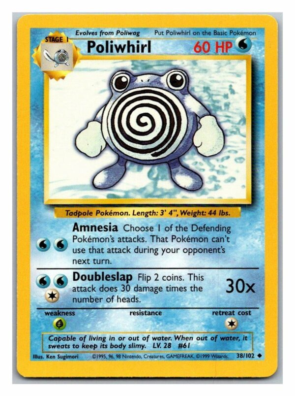 Poliwhirl 38/102 Base Set (Uncommon) (Unlimited Played Condition)