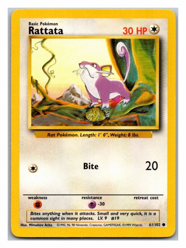 Rattata 61/102 Base Set (Common) (Unlimited Played Condition)