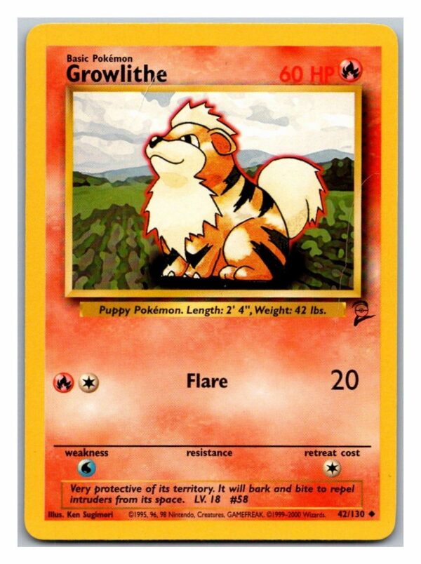 Growlithe 42/130 Base Set 2 (Uncommon) (Excellent Condition)