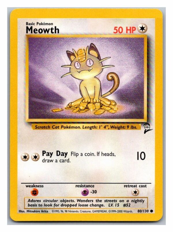 Meowth 80/130 Base Set 2 (Common) (Lightly Played Condition)