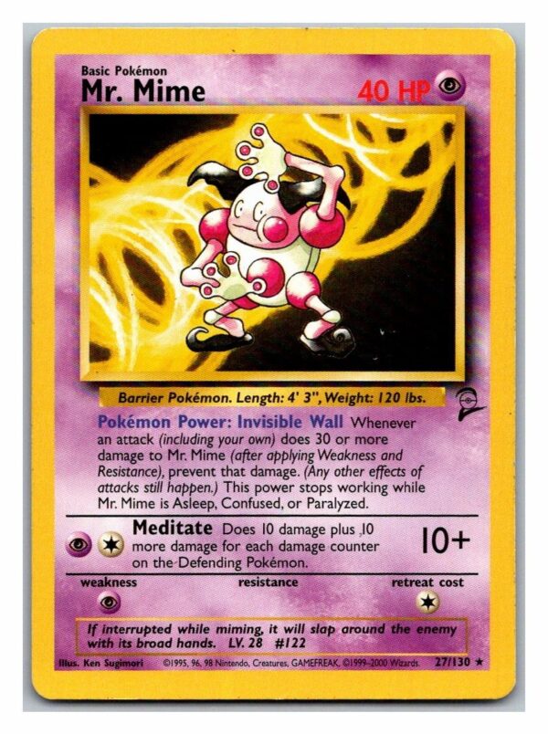 Mr. Mime 27/130 Base Set 2 (Rare) (Lightly Played Condition)