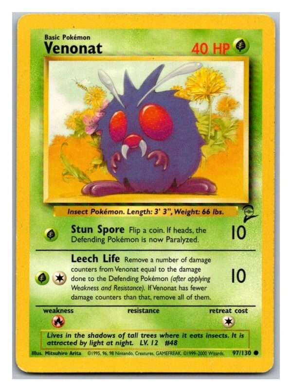 Venonat 97/130 Base Set 2 (Common) (LP Condition)
