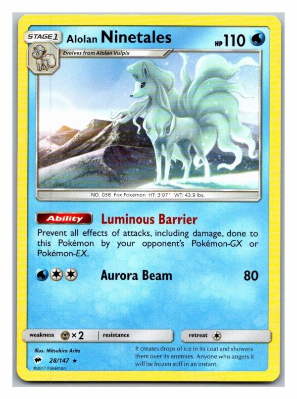 Alolan Ninetales 28/147 Burning Shadows (Rare) (Exc Condition)