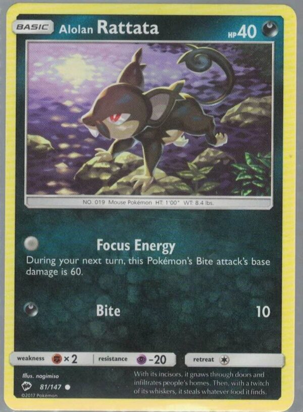 Alolan Rattata 81/147 Burning Shadows (Common) (Exc Condition)