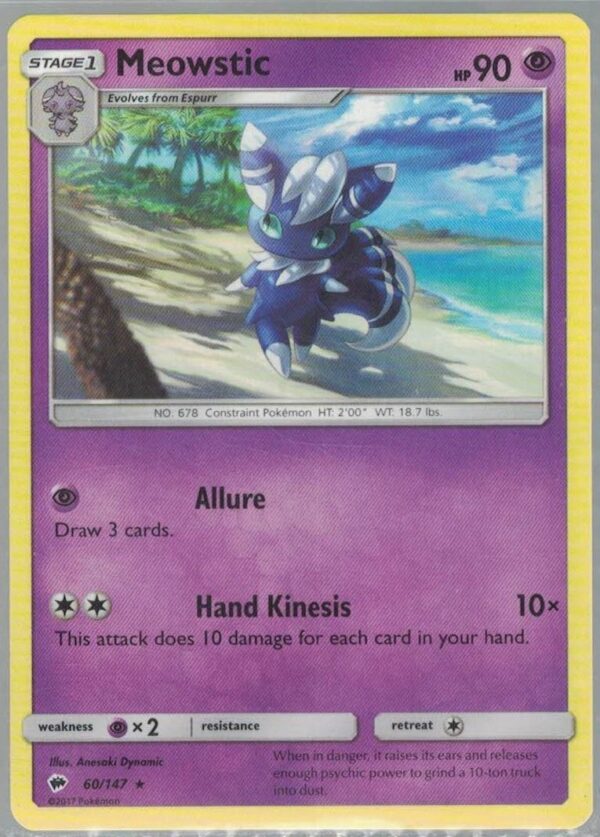 Meowstic 60/147 Burning Shadows (Rare) (Exc Condition)