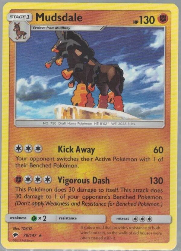 Mudsdale 78/147 Burning Shadows (Rare) (Exc Condition)