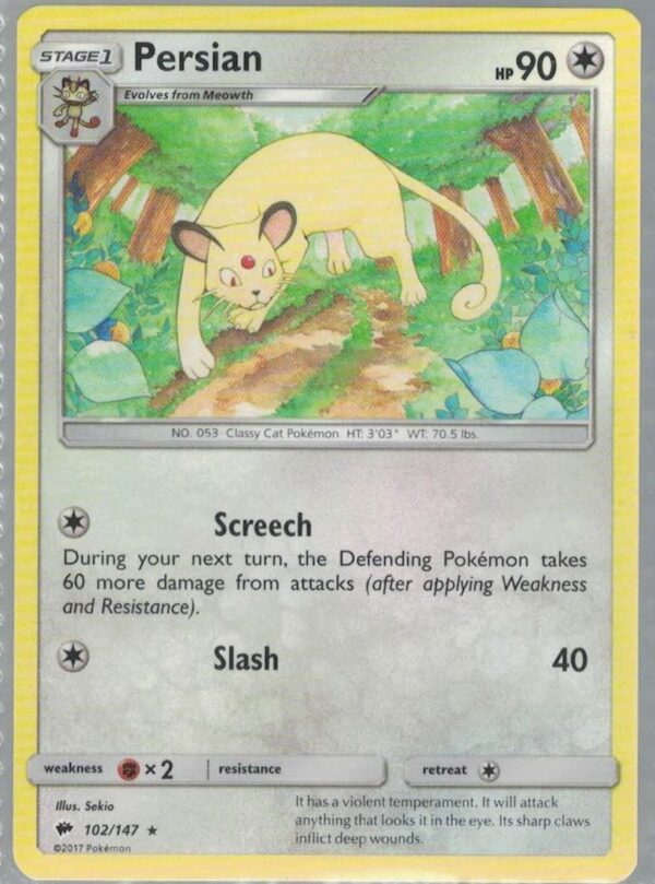 Persian 102/147 Burning Shadows (Rare) (Exc Condition)