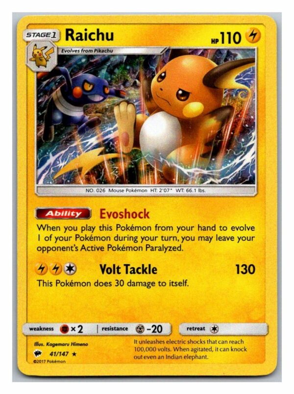 Raichu 41/147 Burning Shadows (Holo) (Exc Condition)