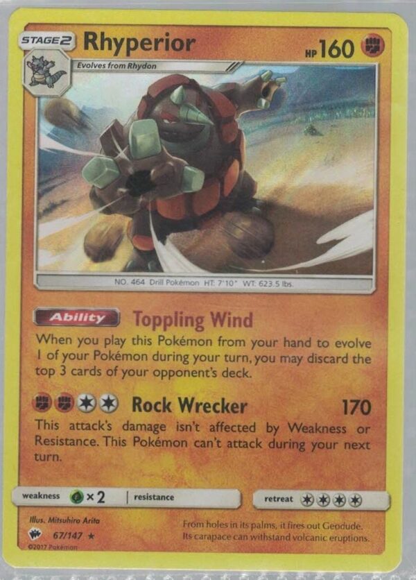 Rhyperior 67/147 Burning Shadows (Holo) (Exc Condition)