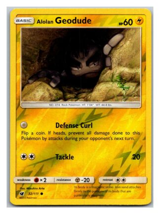 Alolan Geodude 32/111 Crimson Invasion (Reverse Holo) (Exc Condition)