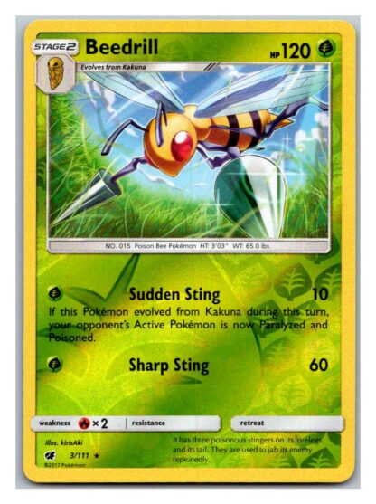 Beedrill 3/111 Crimson Invasion (Reverse Holo) (Exc Condition)