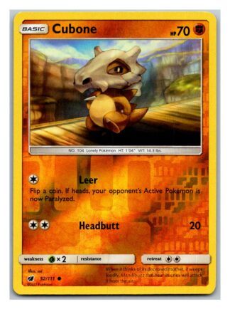 Cubone 52/111 Crimson Invasion (Reverse Holo) (Exc Condition)