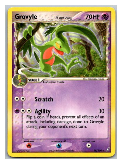 Grovyle 19/100 Crystal Guardians (Rare) (Exc Condition)