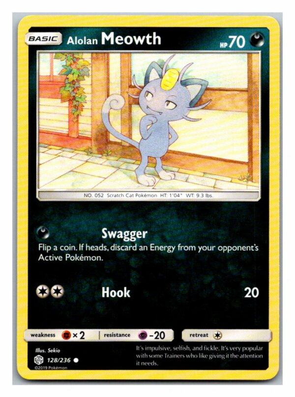 Alolan Meowth 128/236 Cosmic Eclipse (Common) (Exc Condition)