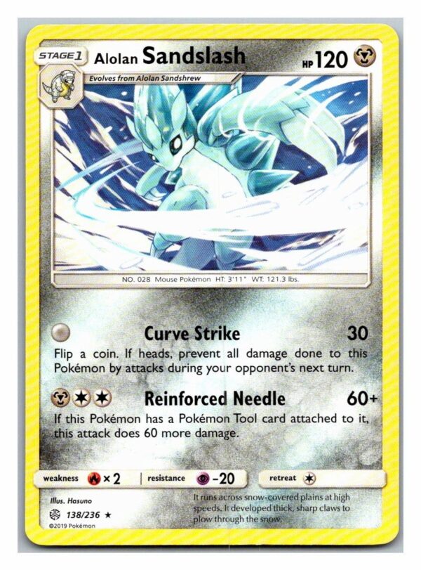 Alolan Sandslash 138/236 Cosmic Eclipse (Rare) (Exc Condition)