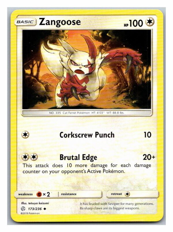 Zangoose 173/236 Cosmic Eclipse (Uncommon) (Exc Condition)