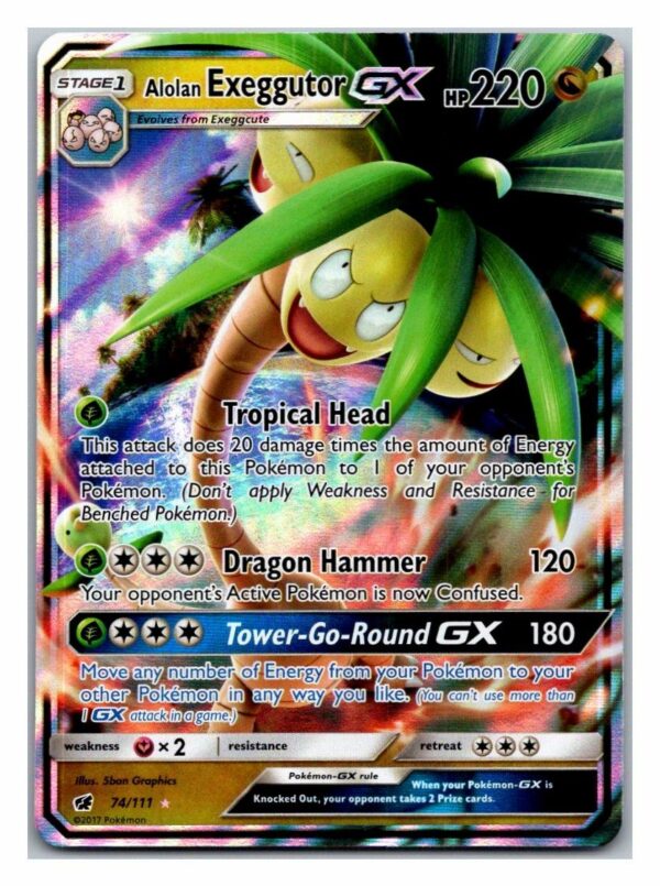 Alolan Exeggutor GX 74/111 Crimson Invasion (Ultra Rare) (Exc Condition)
