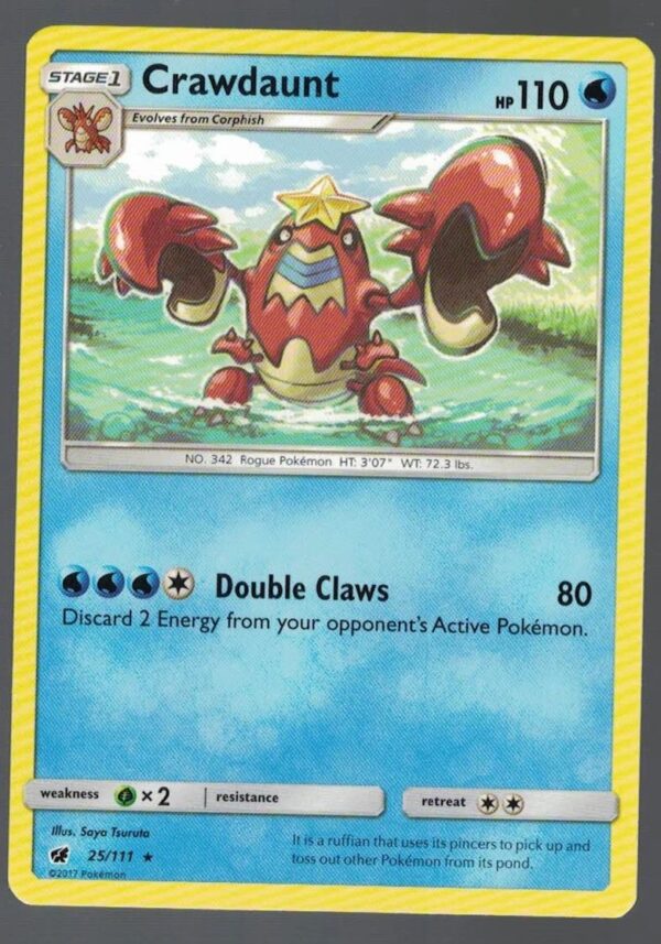 Crawdaunt 25/111 Crimson Invasion (Rare) (Exc Condition)