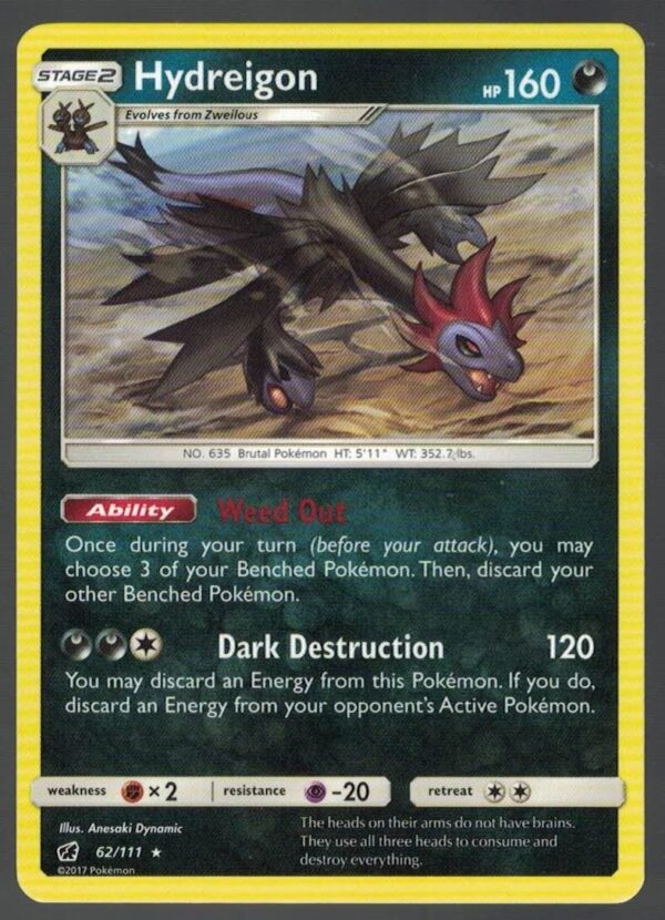 Hydreigon 62/111 Crimson Invasion (Rare) (Exc Condition)
