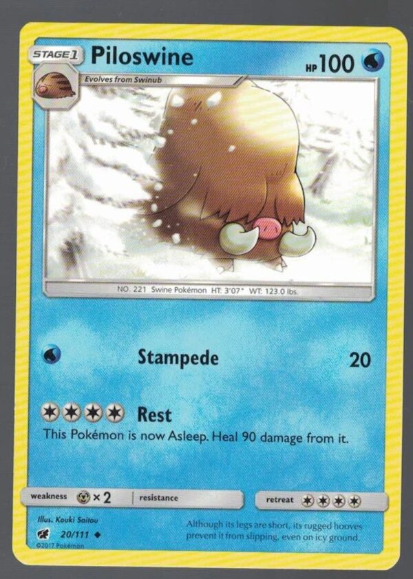 Piloswine 20/111 Crimson Invasion (Uncommon) (Exc Condition)