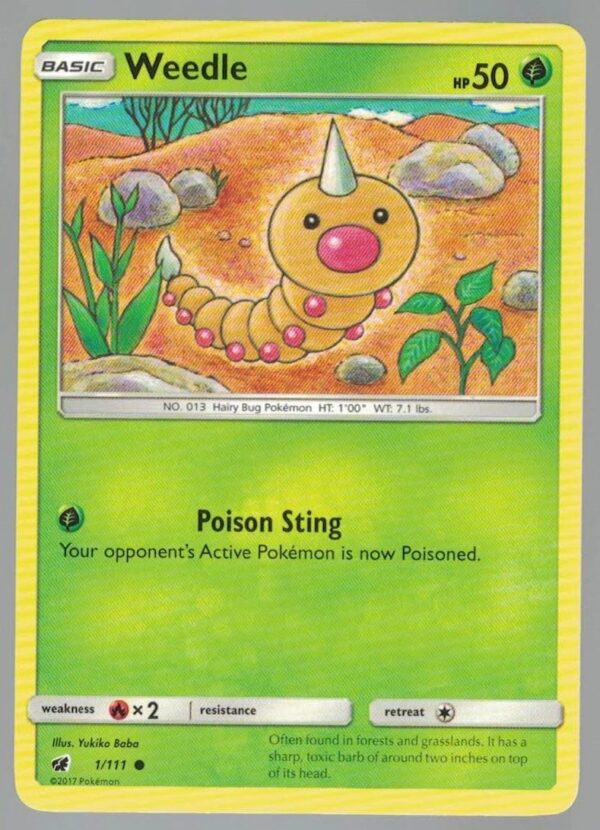 Weedle 1/111 Crimson Invasion (Common) (Exc Condition)