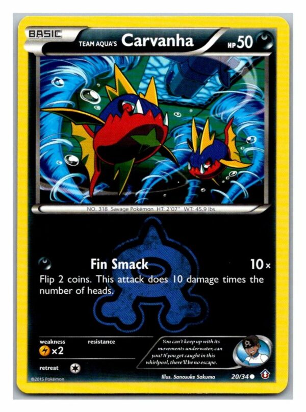 Team Aqua's Carvanha 20/34 Double Crisis (Played Condition) (Reverse Holo)