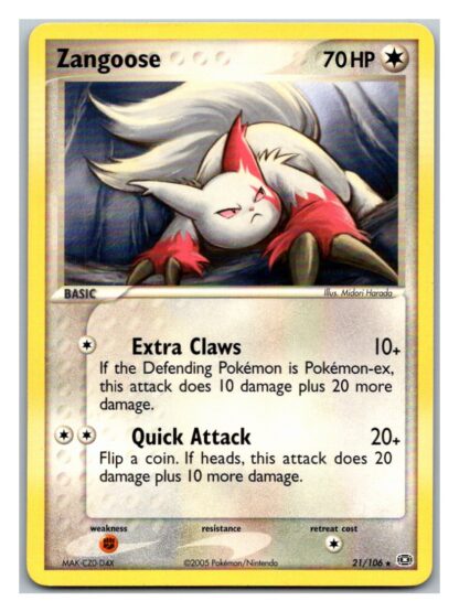 Zangoose 21/106 EX Emerald (Rare) (Exc Condition)