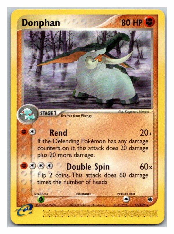 Donphan 17/109 Ex Ruby & Sapphire (Rare) (Exc Cond)