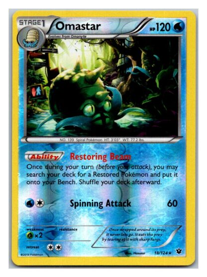 Omastar 18/124 Fates Collide (Reverse Holo) (Exc Condition)