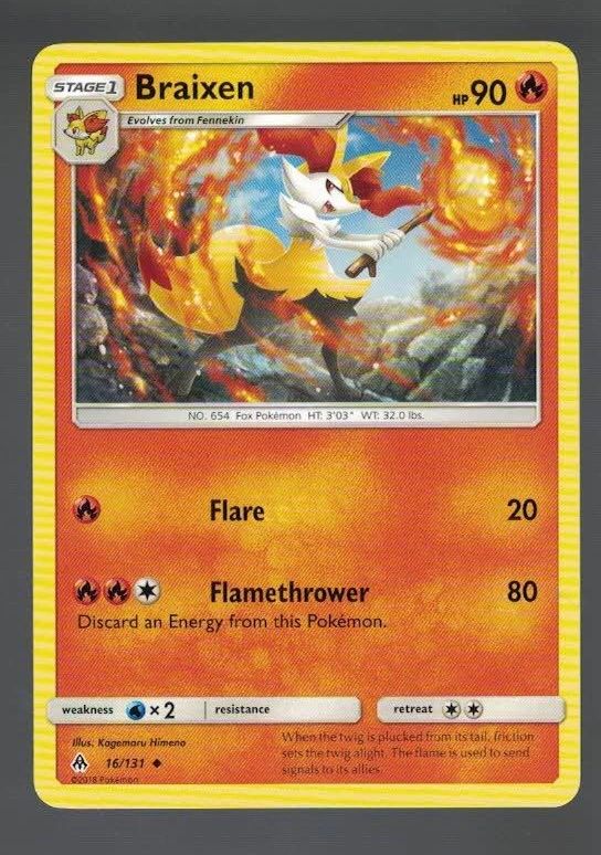 Braixen 16/131 Forbidden Light (Uncommon) (Exc Condition)