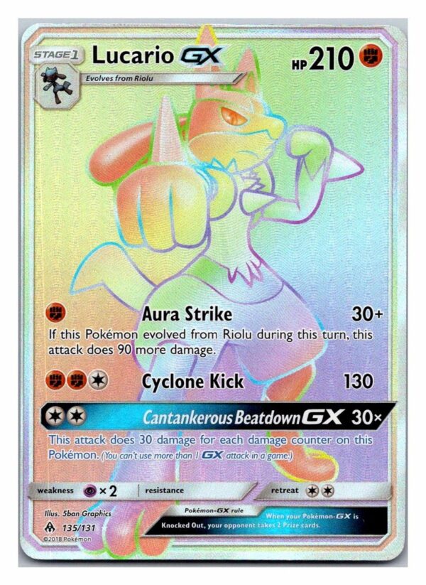 Lucario GX 135/131 Forbidden Light (Ultra Rare) (Exc Condition)